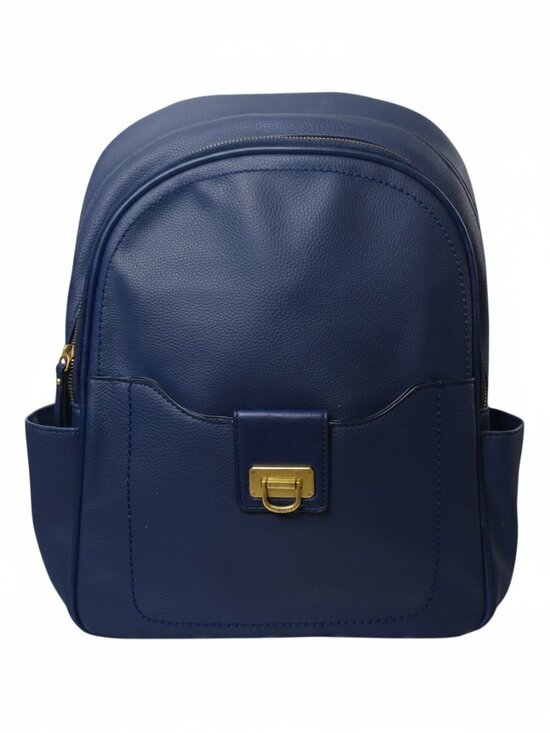 Rossetti Handbags - Rosetti Navy Faux Leather Laptop Backpack Work Travel Bag w/ Gold Hardware Chic